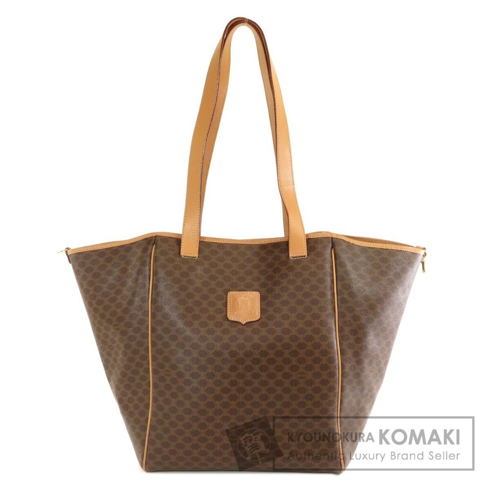 Celine Macadam Leather Brown Shoulder Tote Bag